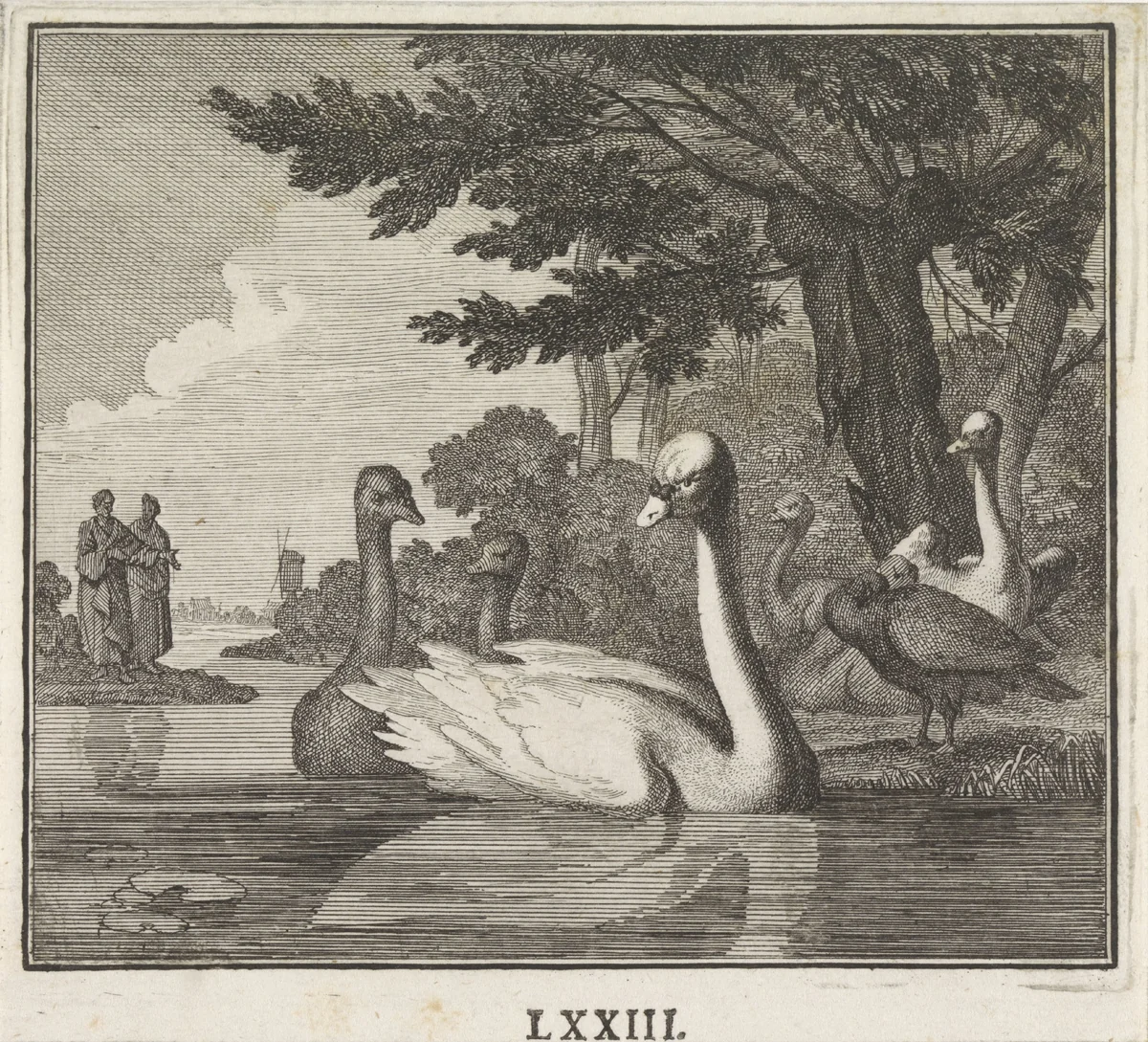 Embleem: zwaan by Caspar Luyken, print, 1700