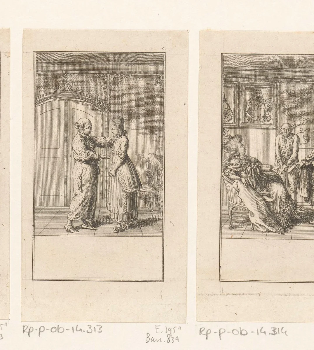 Reinhard in gesprek met zijn vrouw by Daniel Nikolaus Chodowiecki, print, 1781