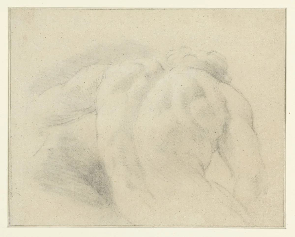 Rugstudie van een mannelijk naaktfiguur by anonymous, drawing, 1700-1799