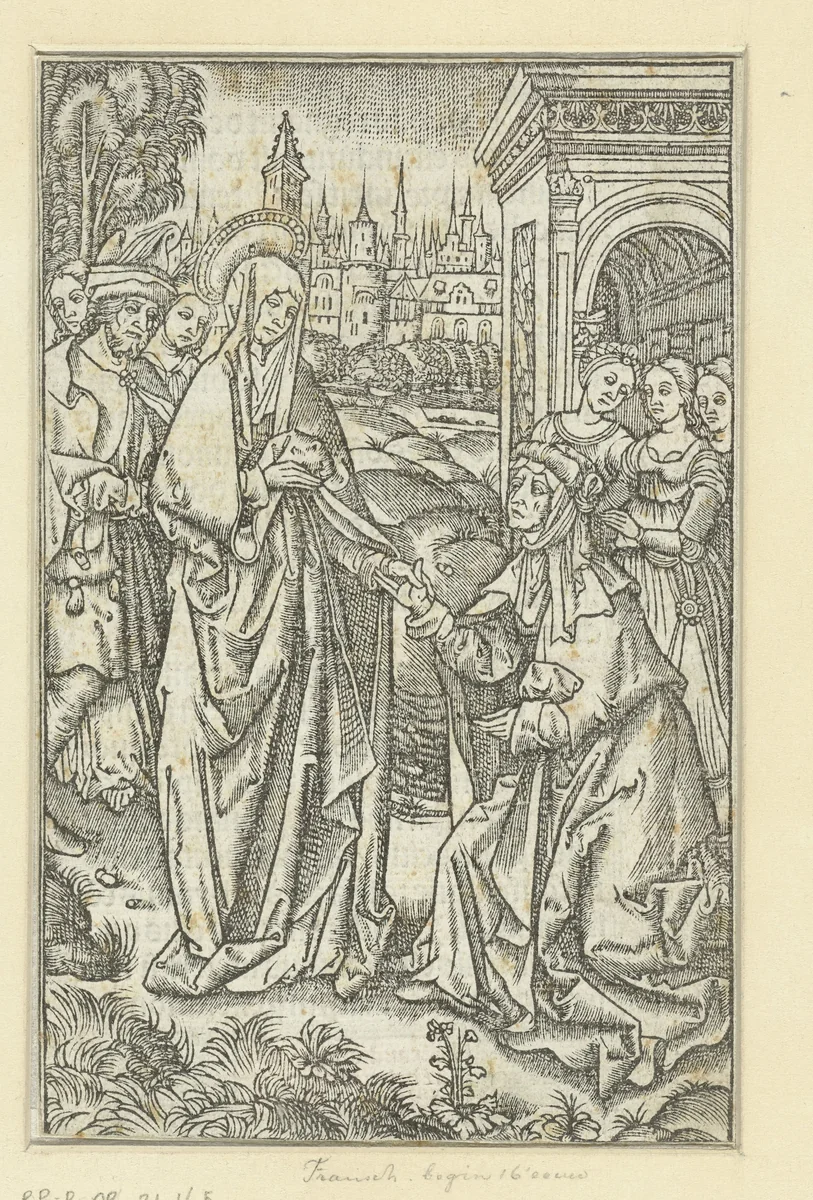 Maria neemt afscheid van haar moeder by anonymous, print, 1507-1508