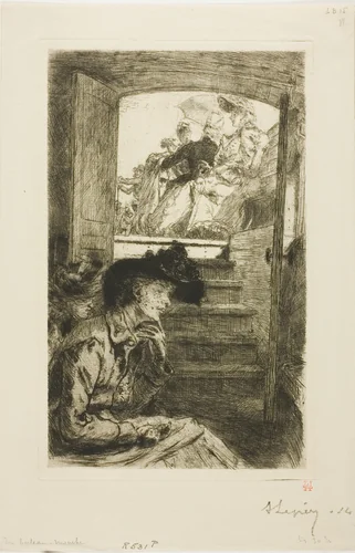 In the Bateau-Mouche by Louis Auguste Lepère, print, 1890