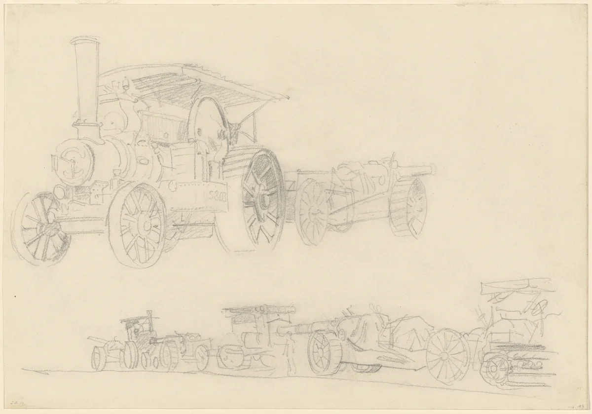 Gun Carriages, France by John Singer Sargent, drawing, 1918
