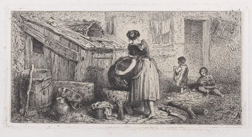 Washer Woman by Charles Jacque, print, 1845