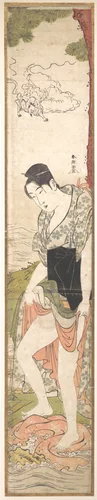 Young Woman Washing Clothes in the River by Katsukawa Shunchō (勝川春潮), print, 1780-1795