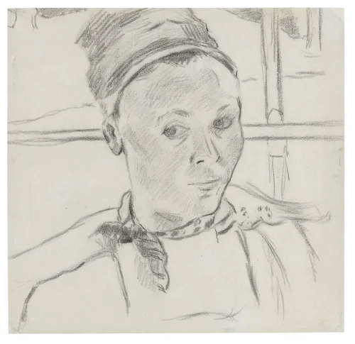 Bust of a Young Breton Woman (Possibly Marie Lagadu) by Paul Gauguin, drawing, 1881-1892
