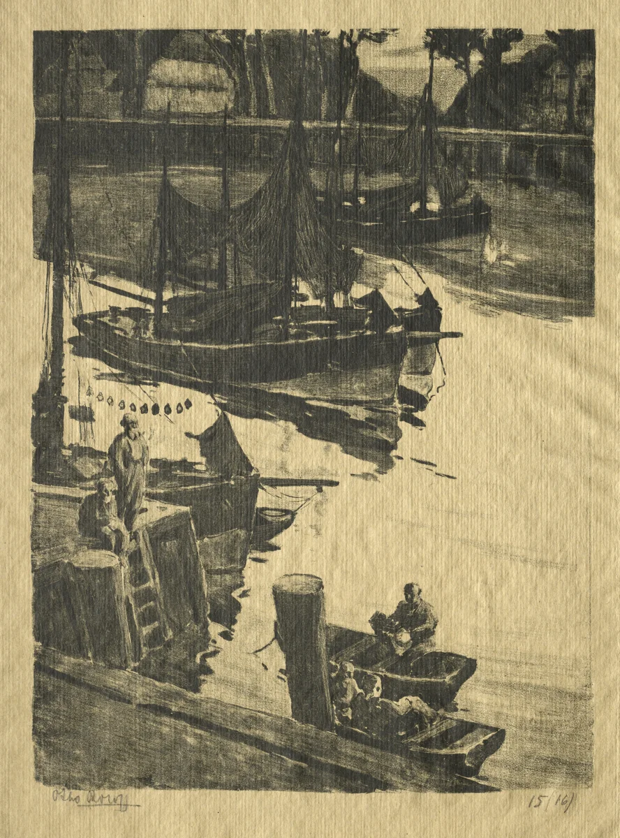 The Wharf by Willem Roelofs, print