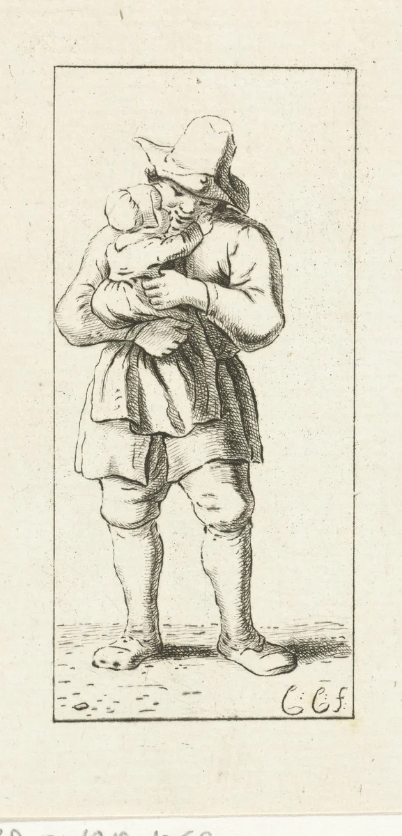 Vader met kind by Pieter de Mare, print, 1779-1796