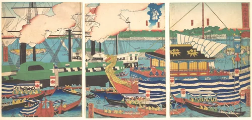 View of Shibaura, from the series Eastern Capital (Tōto, Shibaura no fūkei) by Utagawa Yoshitora (歌川芳虎), print, 1863