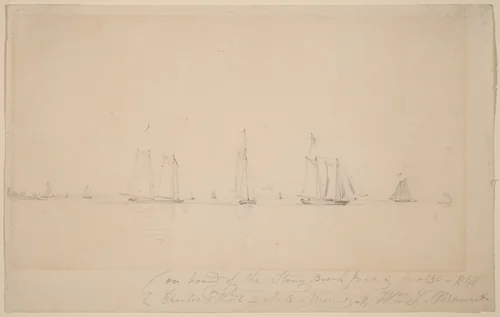 On Board of the Stony Brook Packet by William Sidney Mount, drawing, 1848