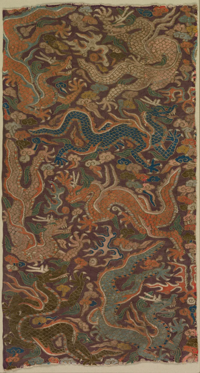 Dragons Chasing Flaming Pearls by Unknown, textile, 1200-1299