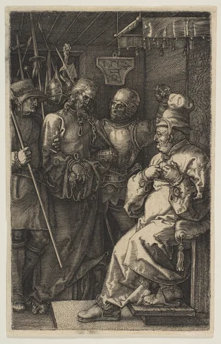 Christ before Caiaphas, from "The Passion" by Albrecht Dürer, print, 1512