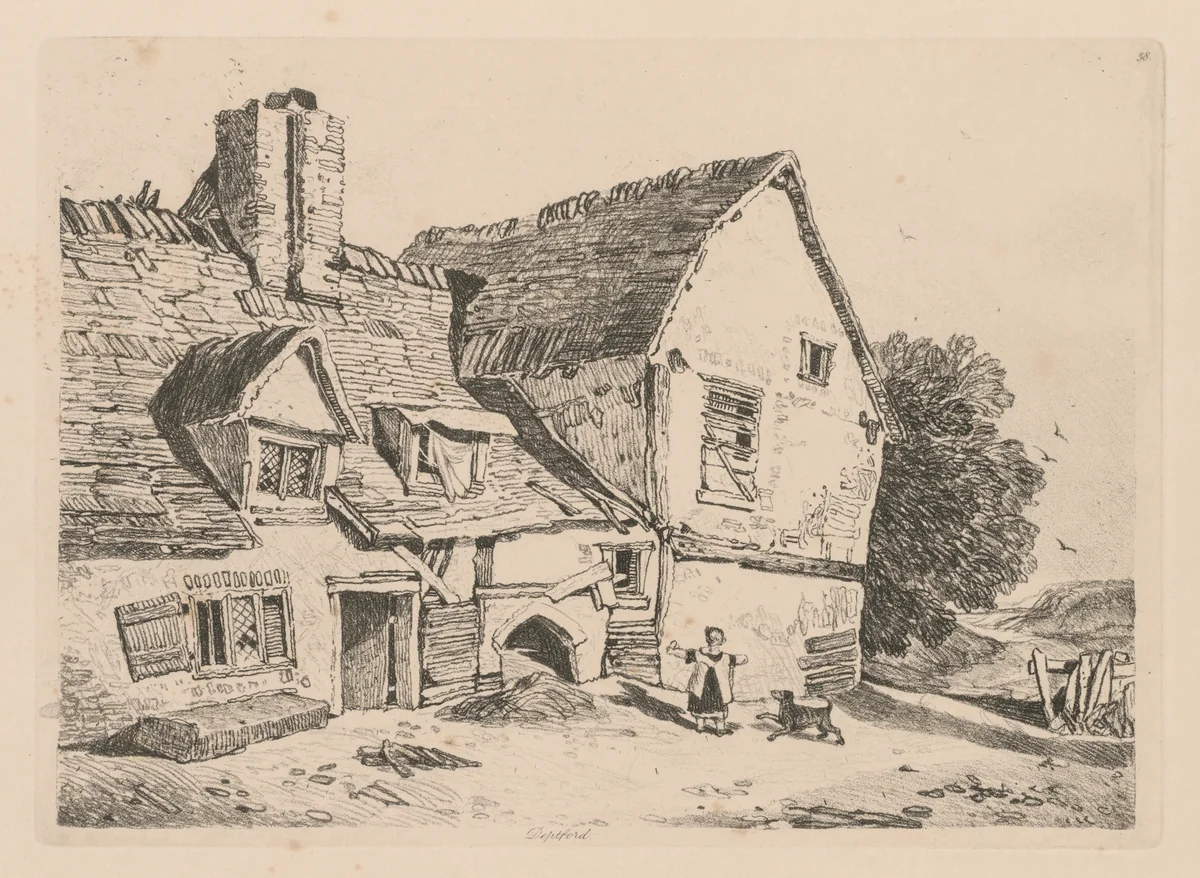 Liber Studiorum: Plate 38, View at Deptford by John Sell Cotman, book, 1838
