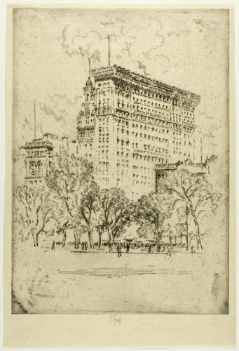 Union Square and Bank of Metropolis by Joseph Pennell, print, 1904