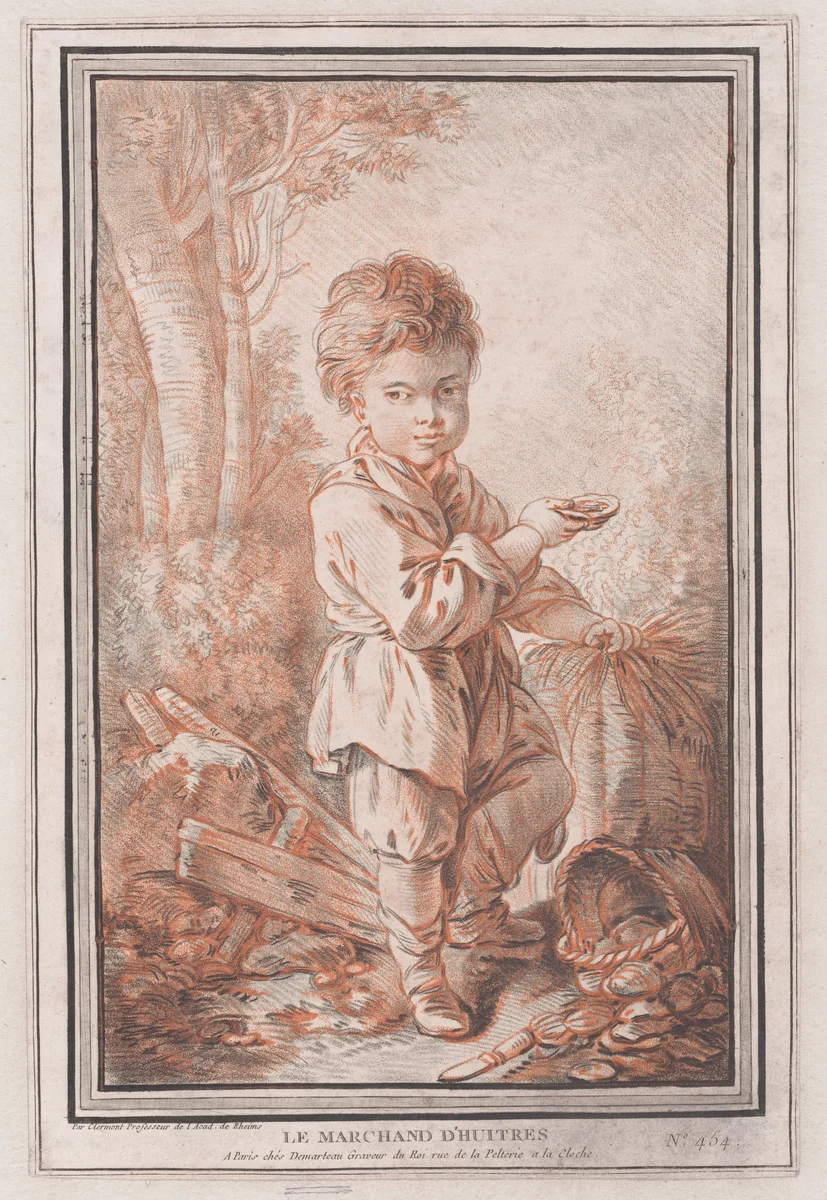 Le Marchand d'Huîtres by Gilles Demarteau, print, 1737-1776