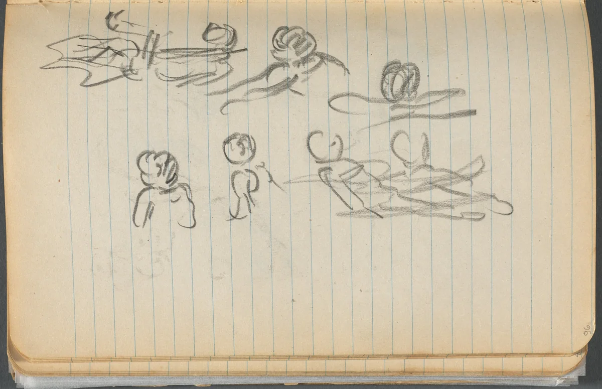 Sketchbook, page 096: Swimming Figures by Maurice Prendergast, book, 1905-1910