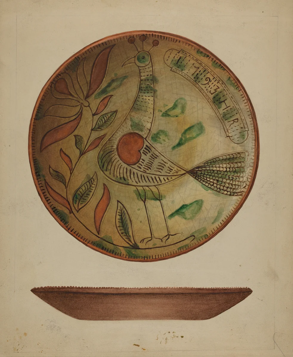 Pa. German Plate by Hedwig Emanuel, index of american design, 1935-1942