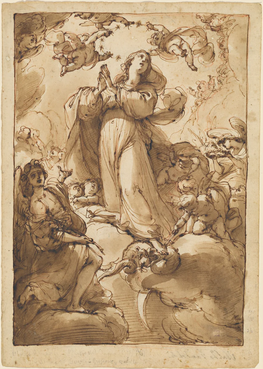 The Virgin of the Immaculate Conception by Ubaldo Gandolfi, drawing, 1768-1778