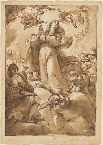 The Virgin of the Immaculate Conception by Ubaldo Gandolfi, drawing, 1768-1778