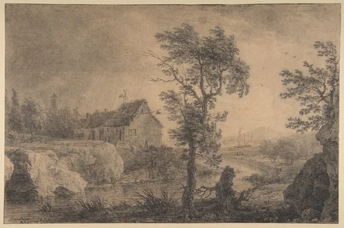 The Bend in the River by Simon Mathurin Lantara, drawing, 1767