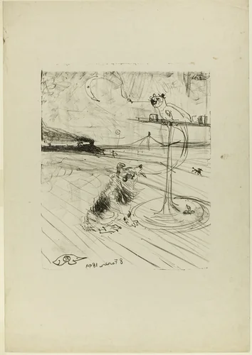 The Dog and the Parrot by Henri de Toulouse-Lautrec, print, 1899