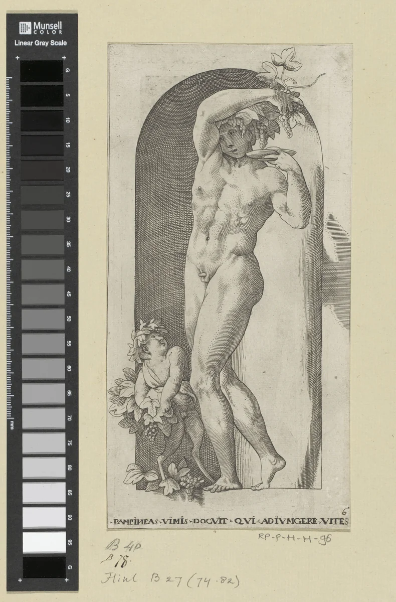 Bacchus by Jacob Binck, print, 1515-1565