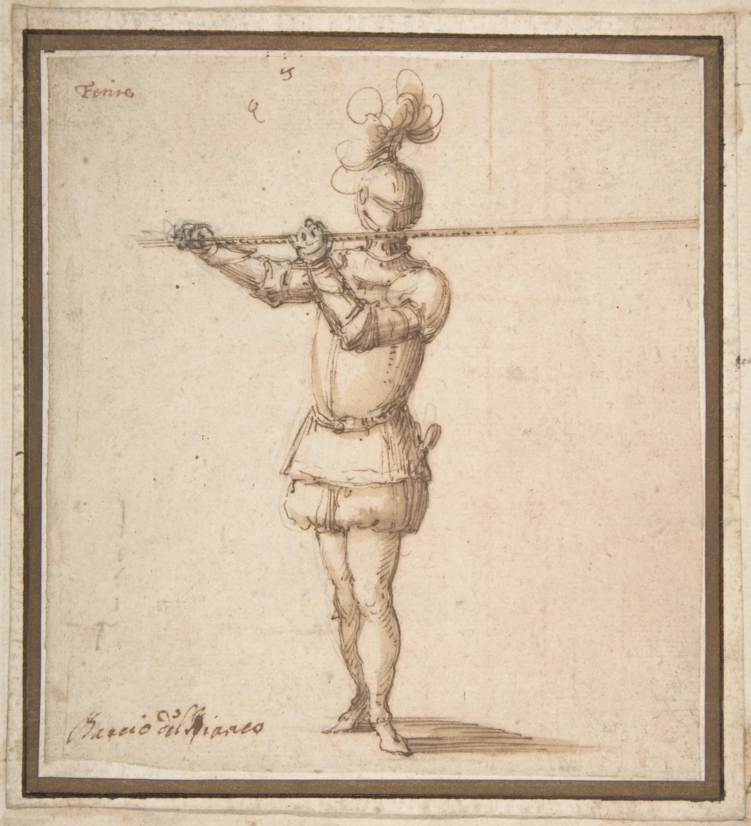 Knight with Lance by Baccio del Bianco, drawing, 1604-1656