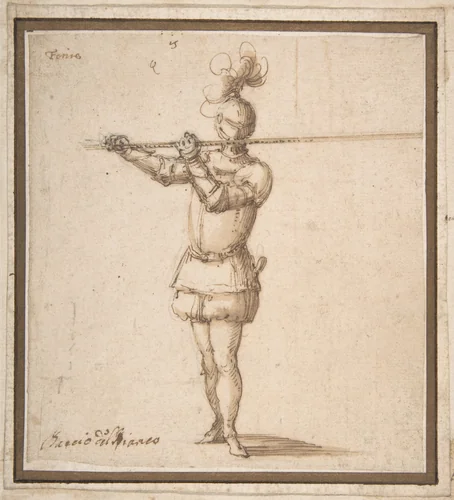 Knight with Lance by Baccio del Bianco, drawing, 1604-1656