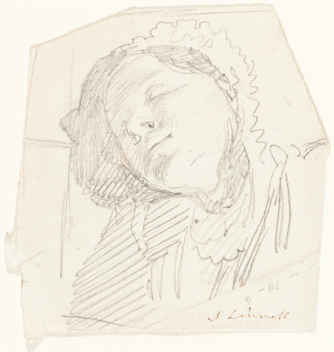 A Woman Resting by John Linnell, drawing, 1792-1882