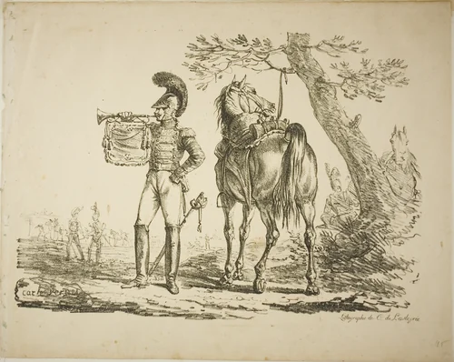 Trumpeter of the Riflemen by Carle Vernet, print, 1817