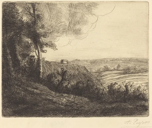 Landscape: Road to Horville (Paysage: Chemin d'Horville) by Alphonse Legros, print, 1837-1911