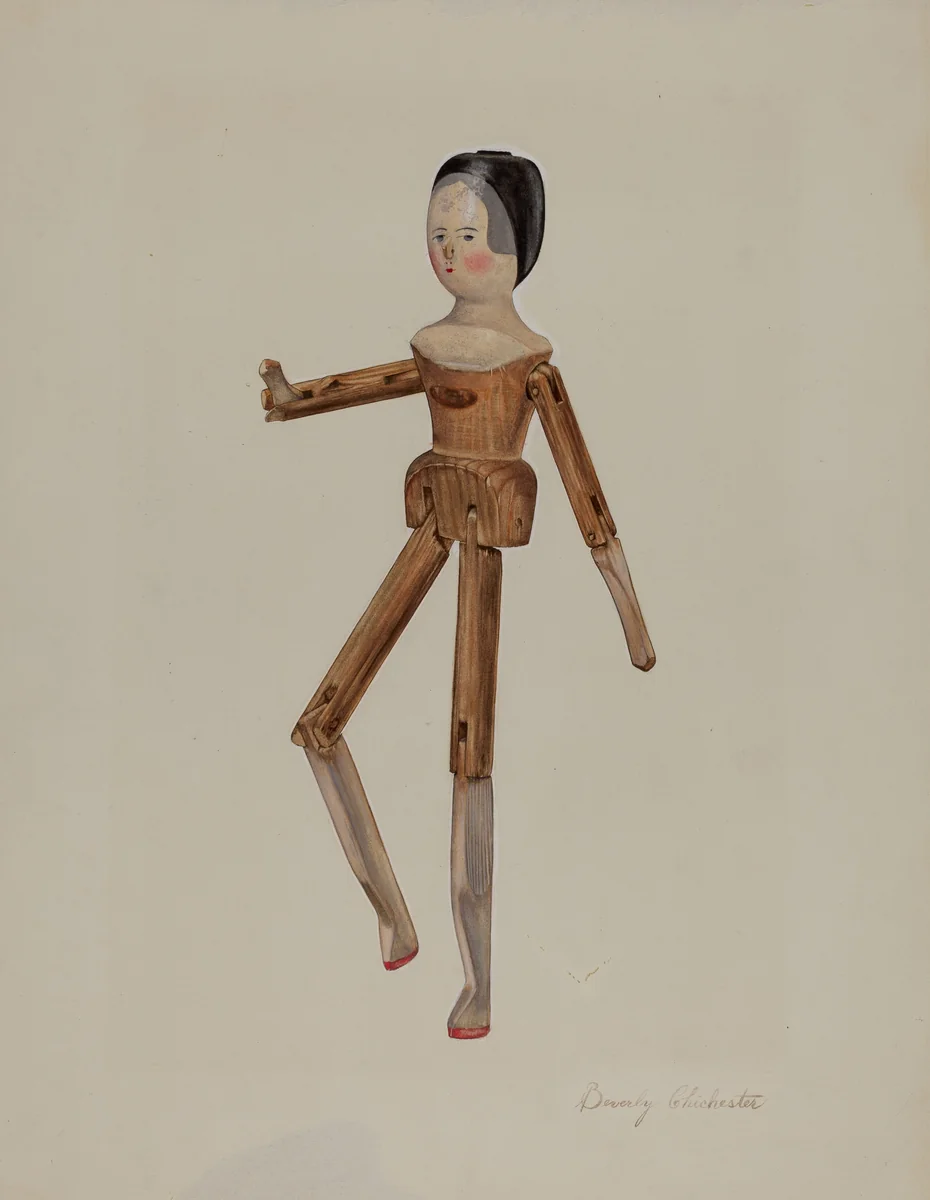 Jointed Dutch Doll by Beverly Chichester, index of american design, 1935-1942