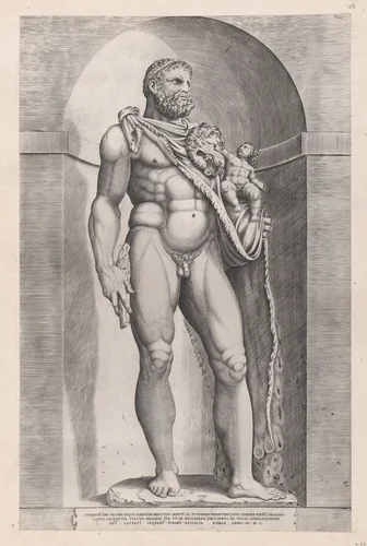 Emperor Commodus as Hercules, from "Speculum Romanae Magnificentiae" by Jacob Bos, print, 1550