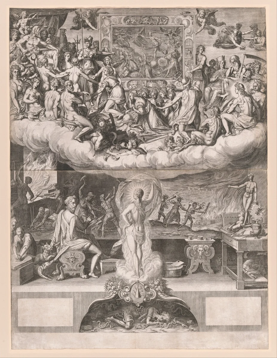 The Lament of the Art of Painting by Cornelis Cort, print, 1579