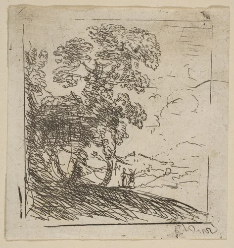 The Two Landscapes (Right Tree) by Claude Lorrain, print, 1625-1635