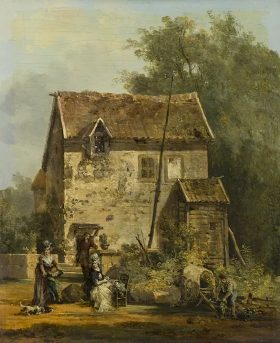 Elegant Company in a Garden by Louis Gabriel Moreau, painting