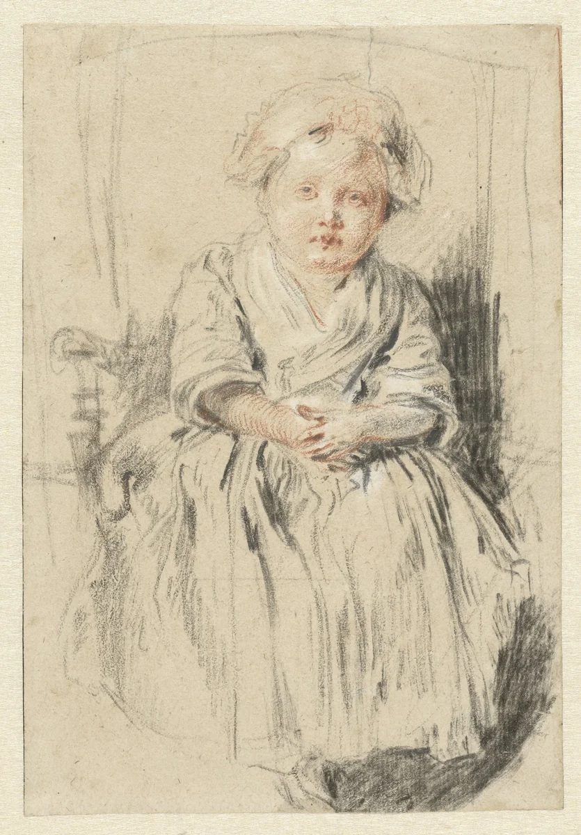 Child Seated in a Chair by Jean-Antoine Watteau, drawing, 1705-1721