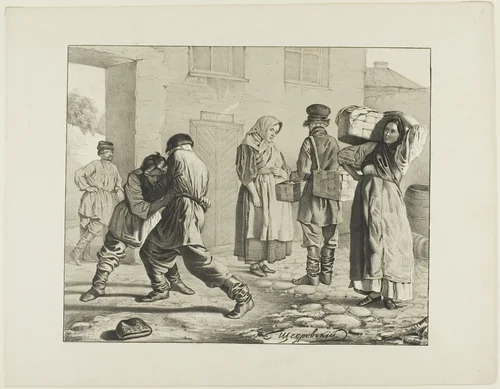 Scenes from Russian Folk Life by Ignatii Shchedrovskii, print, 1835-1870