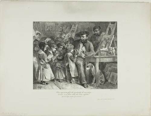 You who have made portraits of our fathers... would you make them of their children? by Denis Auguste Marie Raffet, print, 1827
