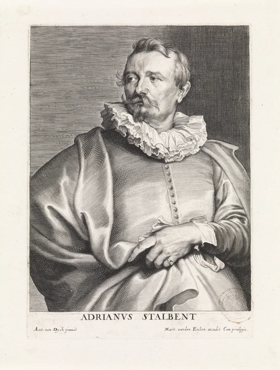Portret van de schilder Adriaen van Stalbemt by Paulus Pontius, print, 1616-1657
