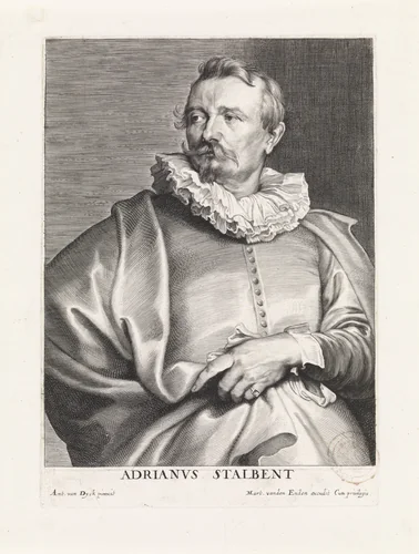 Portret van de schilder Adriaen van Stalbemt by Paulus Pontius, print, 1616-1657
