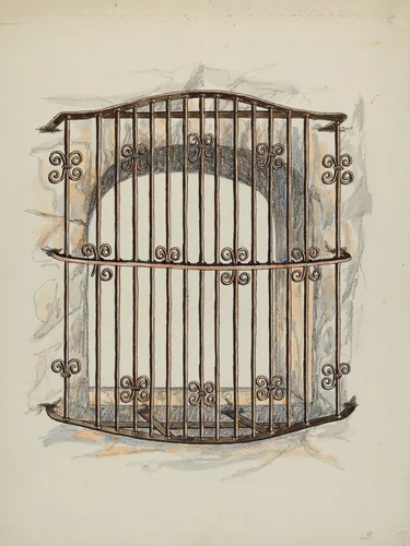 Iron Grille at Window (a Restoration) by William Kieckhofel, index of american design, 1941