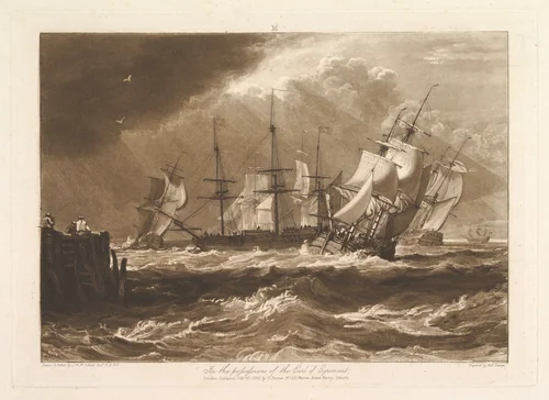 Ships in a Breeze, part II, plate 10 from "Liber Studiorum" by Joseph Turner, print, 1808
