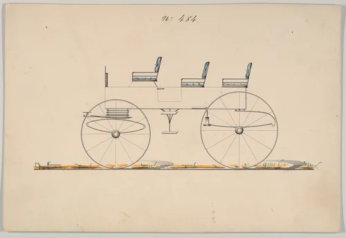 Design for Wagon, no. 484 by Brewster & Co., drawing, 1850-1870