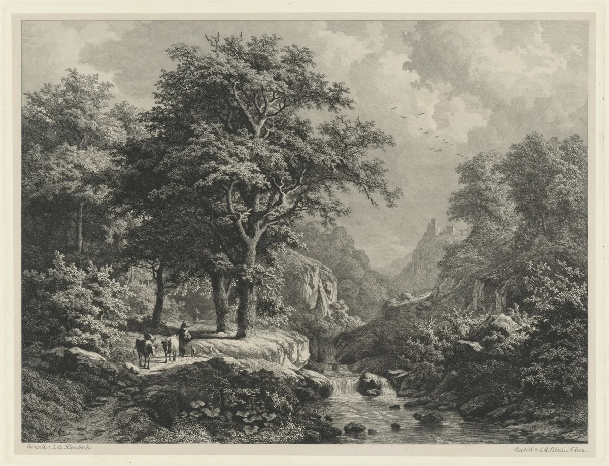 Mountainous Landscape with a Brook by Joseph Hubert Blees
Johann Bernard Klombeck, print, 1864