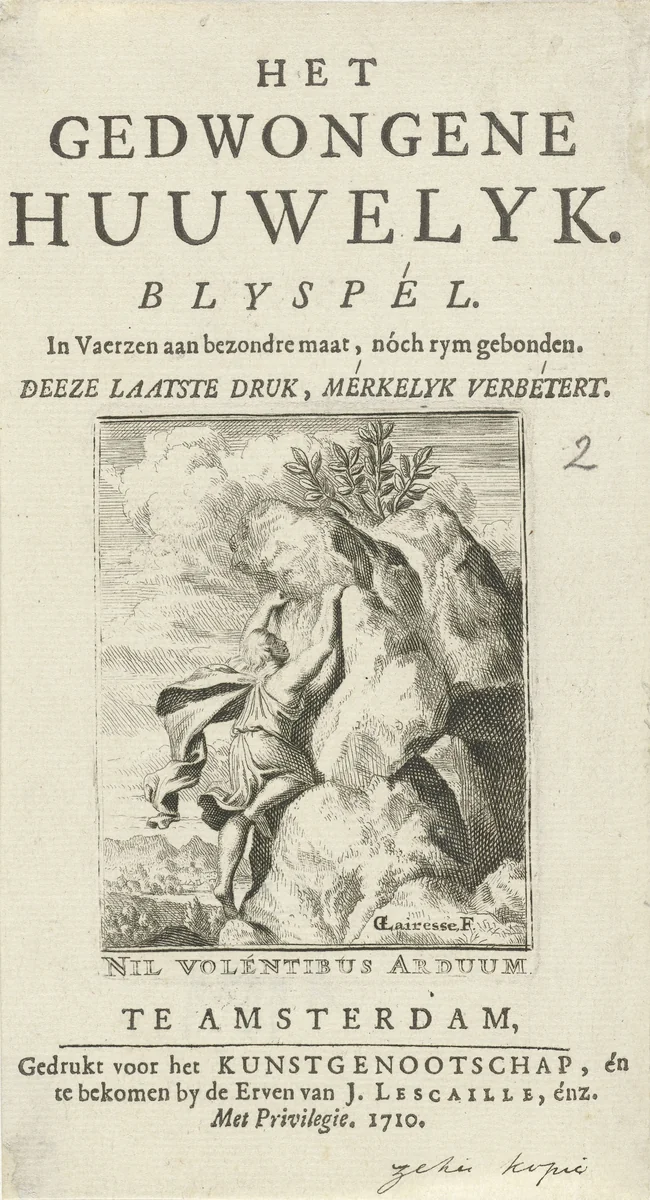 Jongeman beklimt een rots by anonymous, print, 1675