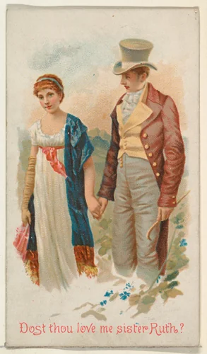 Dost Thou Love Me Sister Ruth?, from the Illustrated Songs series (N116) issued by W. Duke, Sons & Co. to promote Honest Long Cut Tobacco by W. Duke, Sons & Co., print, 1893