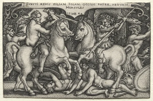 The Labors of Hercules: Hercules Abducting Iole by Hans Sebald Beham, print, 1544