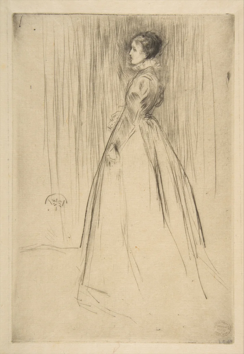 The Velvet Dress (Mrs. Leyland) by James McNeill Whistler, print, 1873
