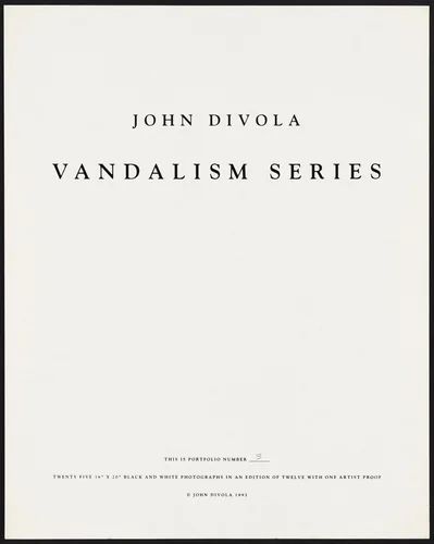 Vandalism Series by John Divola, portfolio, 1973-1975