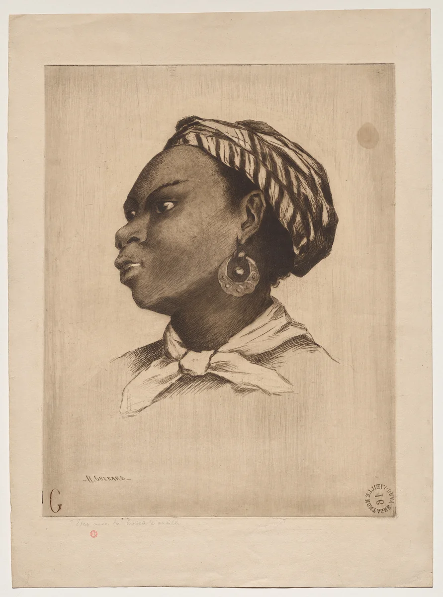 An African Woman, after Eva Gonzalès by Henri Charles Guérard, drawing, 1883-1893